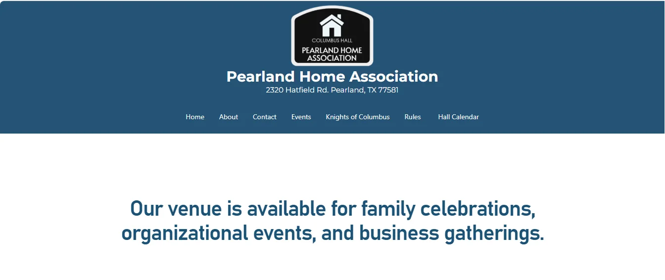 Aerial view of Pearland Event Center near Hatfield Road