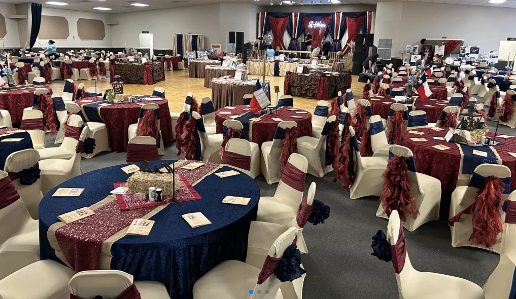 Spacious large hall at Pearland Event Center prepared for a gathering